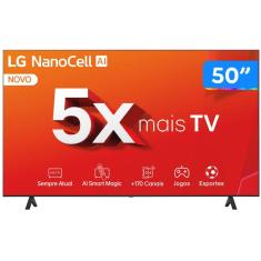 Smart TV 50" 4K LCD LED NanoCell LG 50NANO80TSA WebOS 24 Processador α5 Ger7 Wi-Fi e Bluetooth com Alexa 3 HDMI 2 USB