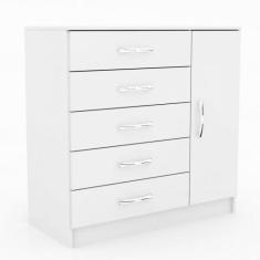 Cômoda 5 Gavetas 1 Porta Zurique Evidência Móveis, Branco