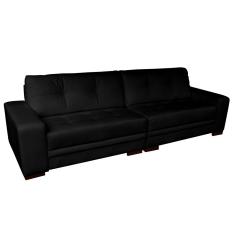 Sofá 3 Lugares Bipartido Sala de Estar Milano 240cm Couro Preto - Gran Belo