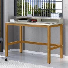 Escrivaninha Mesa Escritório 110cm Pés em California Off White E Amênd