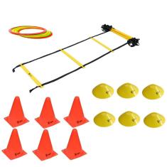 Kit Treinamento Funcional Escada Agilidade Cones Argolas