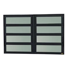 Janela de Alumínio Basculante 2 Seções 80x200cm Vidro Mini Boreal Elite Brimak Preto