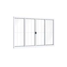 Janela de Correr Alumínio 4 Folhas com Grade Riobras 100cm x 120cm Branco