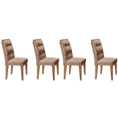 Cadeira Sala de Jantar Imperatriz Kit 4 Un Capuccino/Animale Chocolate - Rufato