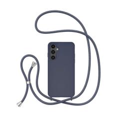 UEEBAI Capa de telefone com cordão transversal para Samsung Galaxy A55 5G, capa de telefone de silicone com alça de colar ajustável, cinto macio, cordão de pescoço, cordão à prova de choque, capa