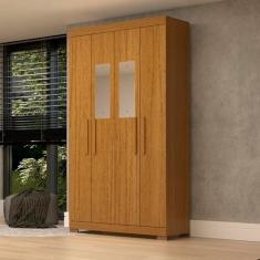 Guarda-roupa Solteiro 109,80cm 4 Ptas com Espelho 100% Mdf Papoulas Espresso Móveis Cinamomo