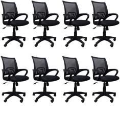 Conjunto 8 Cadeiras de Escritório Giratória Office Santiago Preto