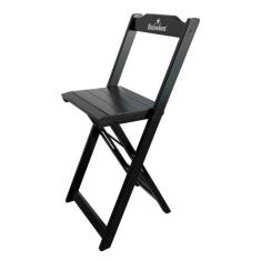 Banqueta Bistrô Dobrável Madeira Personalizada Hei Preta - Tarimatã - 