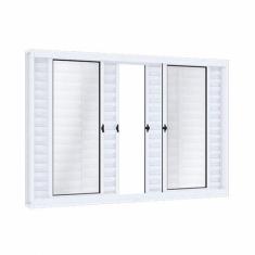 Janela de Aço Veneziana de Correr 100x120cm 6 Folhas com Vidro Riobras