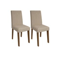 Cadeira Sala De Jantar Milena Kit 2 Un Savana/suede Bege - Cimol