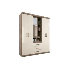 Guarda Roupa 5 Portas E 3 Gavetas Havana Star 5.3 Castanha/Off White - Santos Andirá