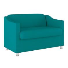 Sofá Namoradeira Sala De Espera Suede – Balaqui Decor Cor:azul Turquesa