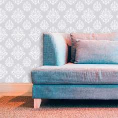 Papel de Parede Lavável Clássico Arabesco ca0078 Cinza Claro - Final D