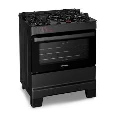 Fogão a Gás Mesa de Vidro Forno 84L Esmaltec IDEAL Top Glass Preto 5 bocas Bivolt