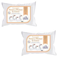 Kit 2 Travesseiros 70x50 80% Penas 20% Plumas de Ganso - Confortável -