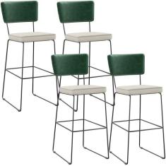 Kit 04 Banquetas Altas Sala De Jantar Fixa Allana L02 Facto Verde Musg