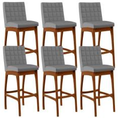 Kit 06 Banquetas Altas Para Cozinha Sala De Jantar Fixa Mila B04 Sinté
