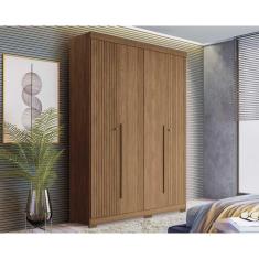 Guarda Roupa Solteiro Buriti Jatoba 4 Portas de Bater 2 Gavetas MDF MDP Buriti Jatoba Santos Andirá