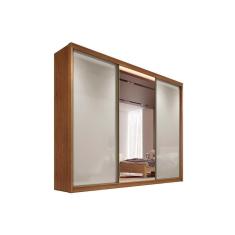 Guarda Roupa Casal Toulon-Sonetto Plus 3 Portas de Correr 4 Gavetas MDF Cumaru-Fendi Móveis Novo Horizonte
