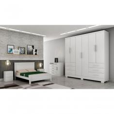 Guarda Roupa Solteiro Berlim 6 Portas de Bater 6 Gavetas 100% MDP Branco Móveis Novo Horizonte