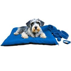 Kit Colchonete Pet Médio Mantinha Comedouro Coleira Bolinha - Supri Pe