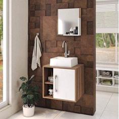 Conjunto para Banheiro Gabinete com Cuba Quadrada Q32 e Espelheira Soft 500W Compace Nogal/Branco Chess