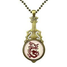 DIYthinker Colar de retrato de animal de dragão chinês, joia antiga com pingente de música