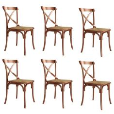 Kit 6 Cadeiras Katrina Cobre Assento Corano Bege New Green - Aço - Branco