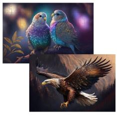 Kit 2 Quebra-cabeças Cognitivos Belos Pássaros de 60 peças