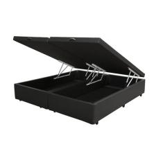 Cama Box Baú Queen Bipartido Sintético Preto - 39x158x198