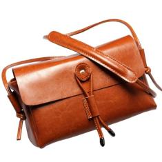 Bolsa de ombro de couro genuíno para mulheres, bolsas de mão, bolsas, carteira para senhoras com alça ajustável (A)