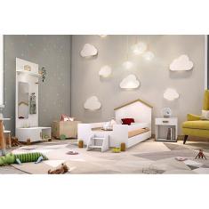 Cama Casinha Montessoriana Solteiro Com Escadinha Branco Ayla Divaloto