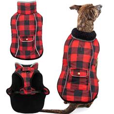 Casaco de inverno para cães – Roupas de lã para cães para chuva, neve, vento, clima frio, refletivo, ajustável, à prova d'água, à prova de vento, colete para cães pequenos, médios e grandes, interior e exterior