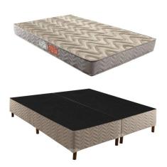 Box Queen Galaxy 42x158x198cm com Colchão Queen Unique D45 Duoface 18x158x198cm Rustico Prata