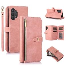 UEEBAI Capa para Samsung Galaxy A32 5G, 9 compartimentos para cartões, carteira de couro retrô à prova de choque, capa flip com alça de mão, compartimentos para cartões, bolso com zíper, suporte,