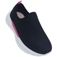 Tênis Infantil Molekinha Lycra Perola Macio e Prático Menina, Preto, 2