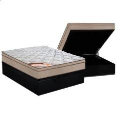 Cama Box Baú Casal Preto + Colchão Molas Castor Revolution Tecnopedic 