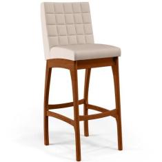 Banqueta Alta Para Cozinha Sala de Jantar Fixa Mila B04 Suede Bege - L