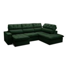 Sofá 5 Lugares Retrátil e Reclinável Arezzo com Chaise Direito Veludo 