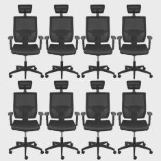 Kit 8 Cadeiras de Escritório Presidente com Nr17 Atenas Alta