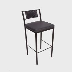 Banqueta Estilo Industrial Onix com Junco Preto