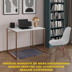 Escrivaninha Industrial Office Branca 120x53 Grécia Base Cobre - CASA 