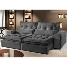 Sofá Máximo 4 Lugares Retrátil Reclinável 2.50m Veludo Mundial Estofad