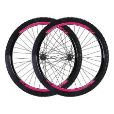 Roda 29 Vzan Vnine 36F Preto E Rosa Cubo K7 Shimano E Pneus