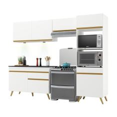 Armário De Cozinha Compacta 252cm V2018 Branco Dourado