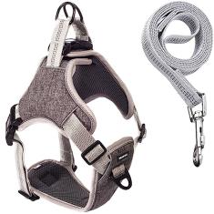 Coleira Peitoral Antipuxão Comfort CINZA com Guia de Passeio (M)
