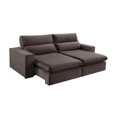 sofá 3 lugares retrátil e reclinável free veludo cinza 230 cm