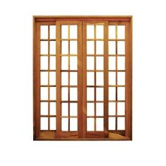 Portal Correr Quadriculado 4 Folhas Itauba Reto com Fechadura 1,60 X 2,10 Natural