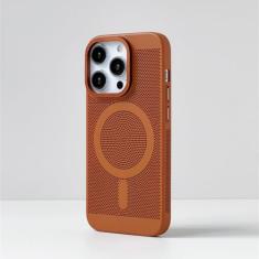 Caixa de telefone magnética Grade respirável à prova de choque Dissipação de calor Resfriamento Capa fina Sensory HardPC para Iphone15 14 13 12 11promax, marrom, para iphone 11