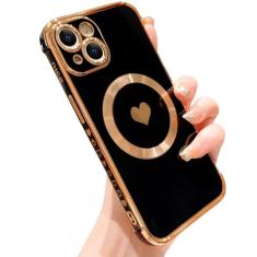 IDweel Capa magnética para iPhone 15 - Compatível com Magsafe, borda de revestimento de luxo elegante com tema de amor, ajuste fino e leve, resistente a arranhões para iPhone 15 de 6,1 polegadas,